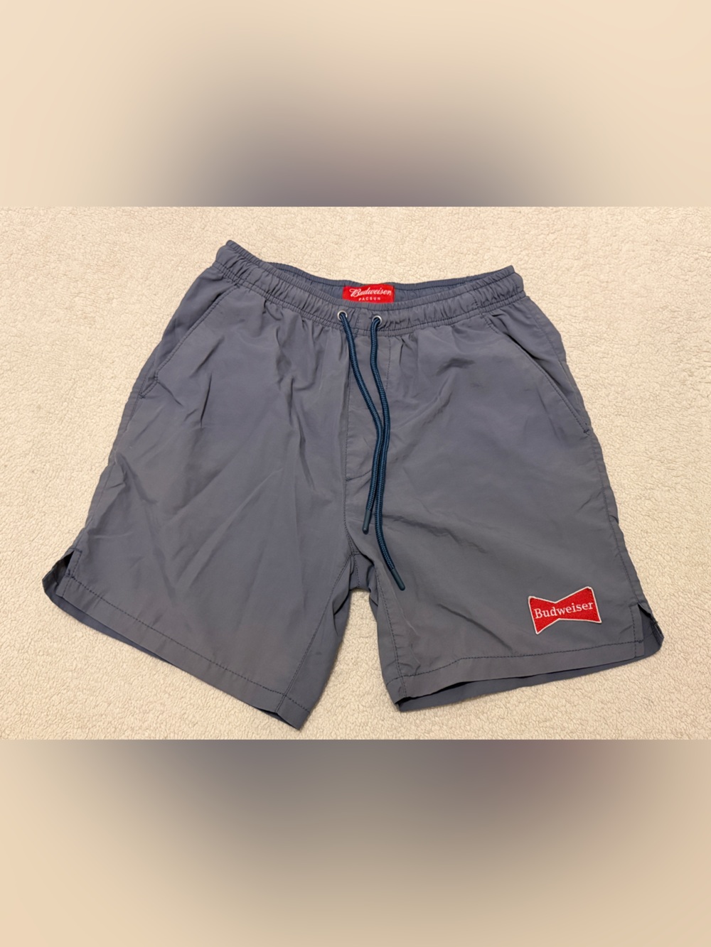 PacSun Gray Swim Shorts Budweiser